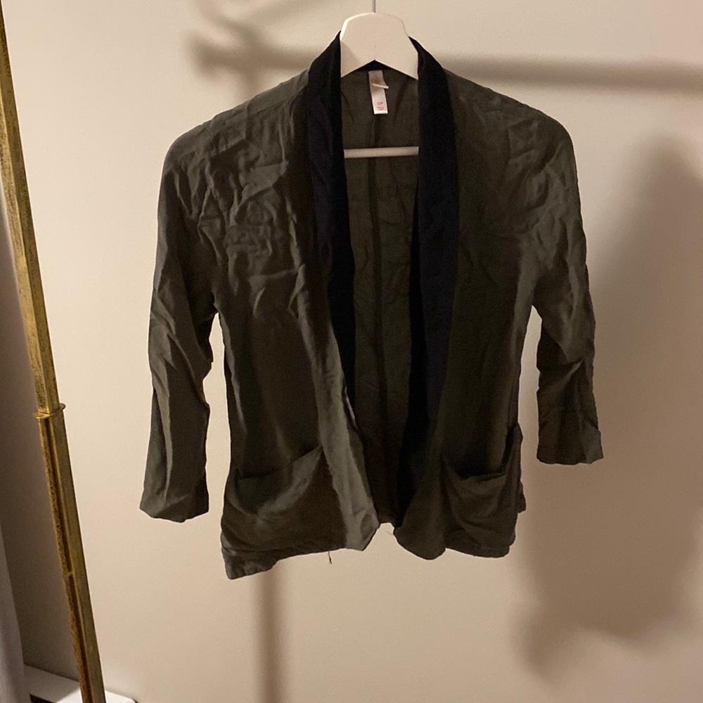 Khaki and black cardigan